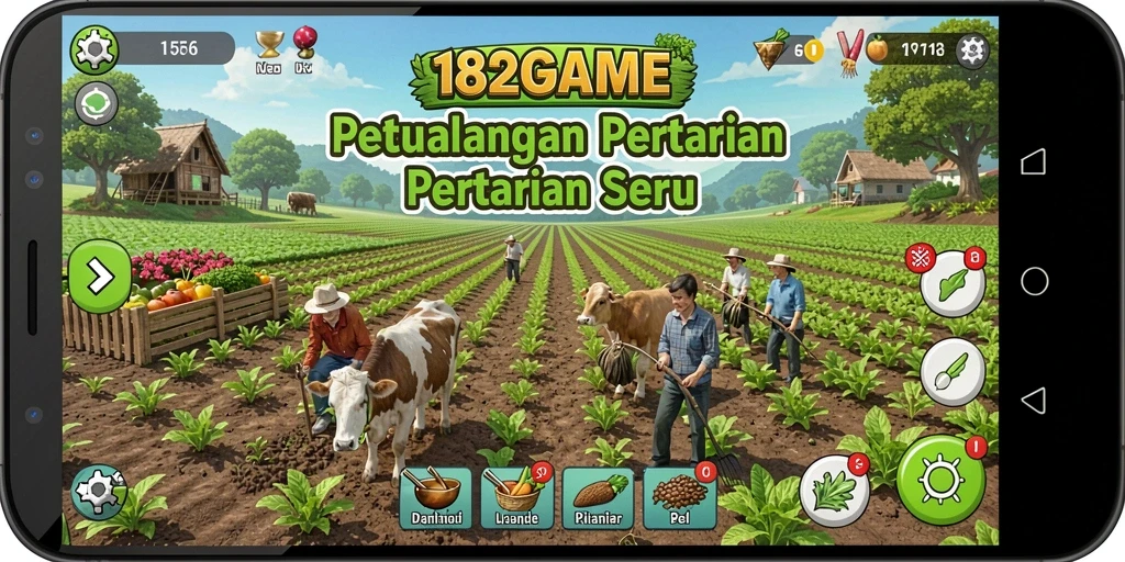 Screenshot gameplay 182GAME yang menampilkan aktivitas bertani yang seru.