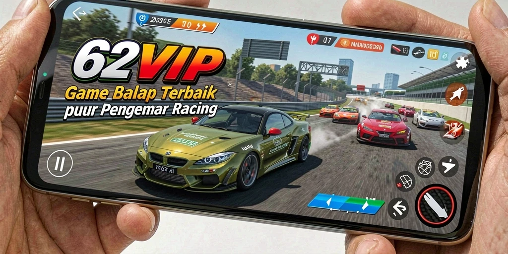 Tampilan gameplay balap yang seru dan mendebarkan di 62VIP.