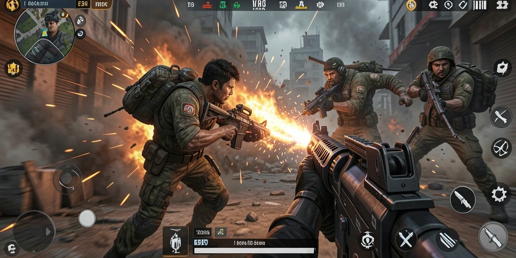 Gambaran aksi seru dalam <strong>73K</strong> yang menampilkan gameplay TPS.