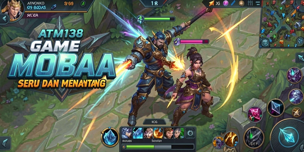 Screenshot gameplay ATM138 menampilkan aksi seru di arena MOBA.