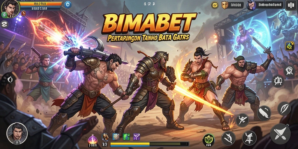 Tampilan gameplay seru dalam BIMABET, menunjukkan aksi pertarungan yang mendebarkan.
