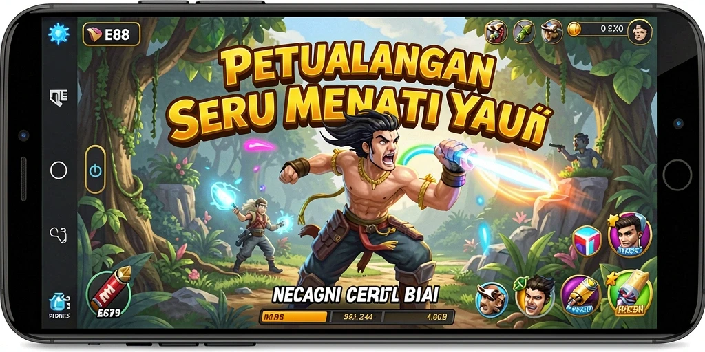 Screenshot menampilkan gameplay petualangan yang mendebarkan di E88.