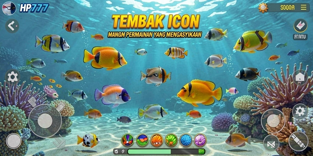 Tampilan gameplay menarik dari HP777, menyelam dan menembak ikan.
