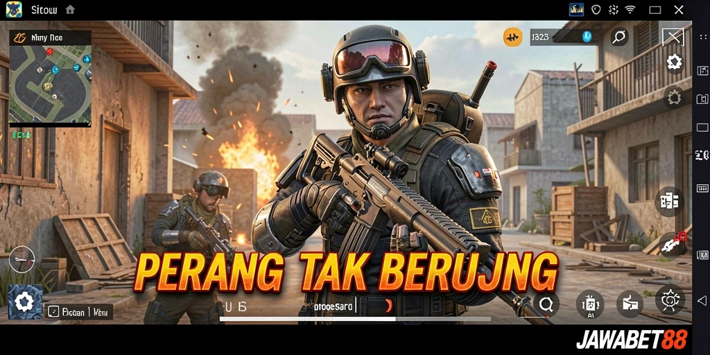 Tangkapan layar gameplay yang menggambarkan aksi mendebarkan di JAWABET88.