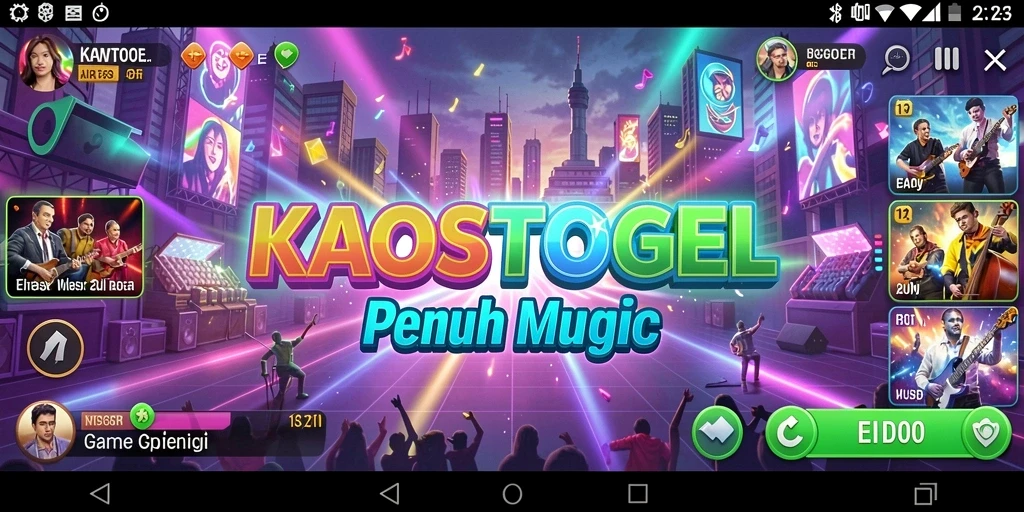 Screenshot gameplay KAOSTOGEL yang menampilkan interaksi musik yang seru.