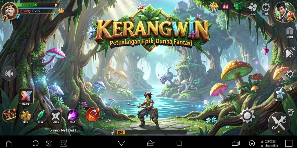 Tangkapan layar gameplay KERANGWIN dengan grafis RPG yang memukau.