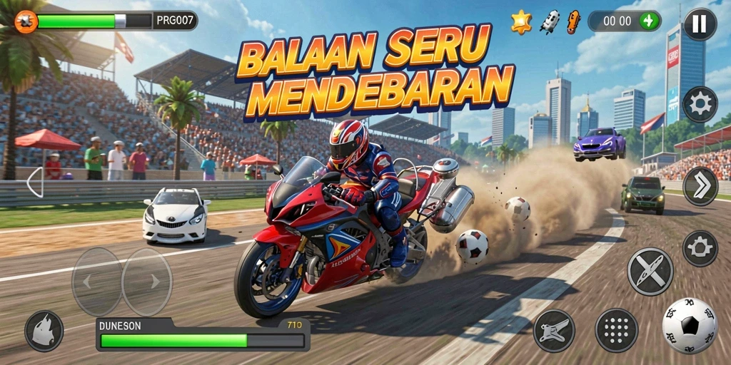 Tampilan seru gameplay balap dari PRG007 yang penuh dengan aksi.