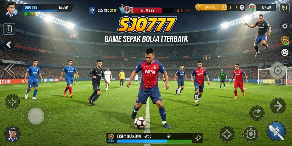 Gameplay SJO777 yang menegangkan dengan aksi sepak bola yang intens.