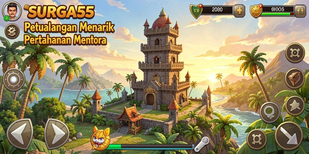 Tampilan gameplay SURGA55 yang penuh aksi dan strategi Tower Defense.