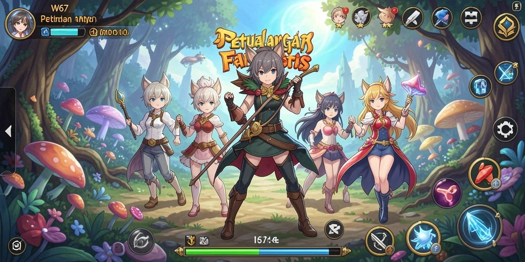 Gameplay W67 yang seru dengan grafik anime yang menawan.